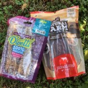 Kit mastigáveis: 1 pacote de Jerky bovino + 1 pacote de orelha biju